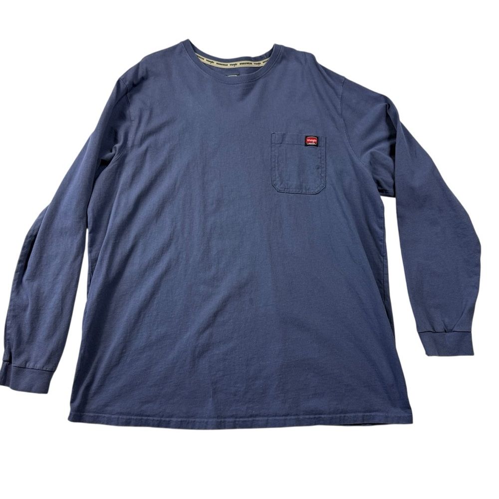 Wrangler Workwear 3XL (54-56) Light Navy Blue Long Sleeve Crewneck Shirt – Logo